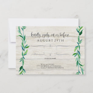 RSVP Grey Wood Laurel Leaf Typographie moderne