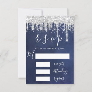 RSVP Gris gouttes argentées Mariage Nuit Étincelle