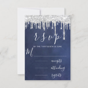RSVP Gris Gris Argent Aqua Gouttes Mariage Bleu Nu