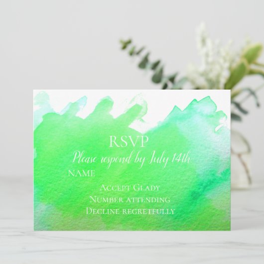RSVP groene waterverf RSVP Kaart (Staand voorkant)