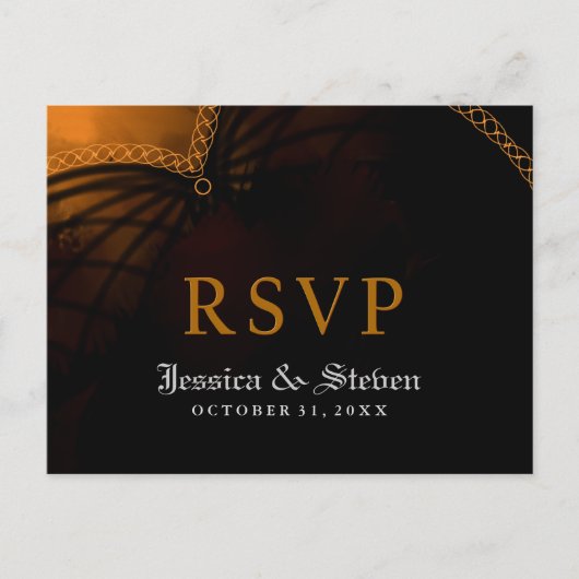 RSVP Halloween Mariage gothique MENU PostCard (Devant)