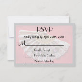 RSVP  Hand Held Fan op een rode achtergrond Kaartje (Achterkant)