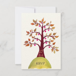 RSVP - herfst/Herfst - hartboomkaarten voor bruilo Kaartje