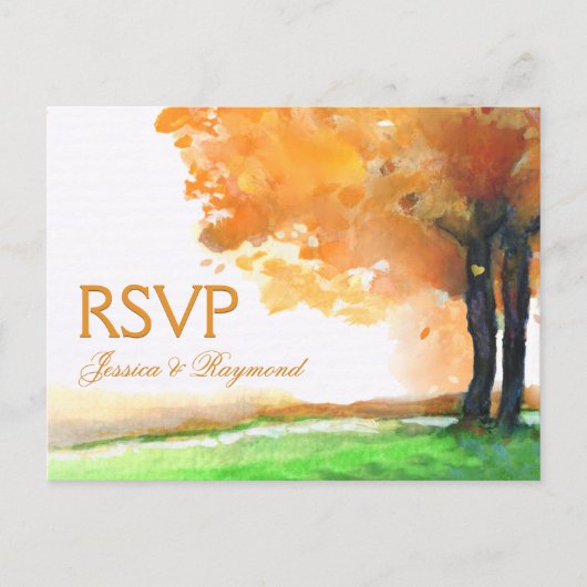 RSVP herfst Sinaasappel Matching RSVP Bruiloft Bri Uitnodiging Briefkaart (Voorkant)