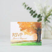 RSVP herfst Sinaasappel Matching RSVP Bruiloft Bri Uitnodiging Briefkaart (Staand voorkant)