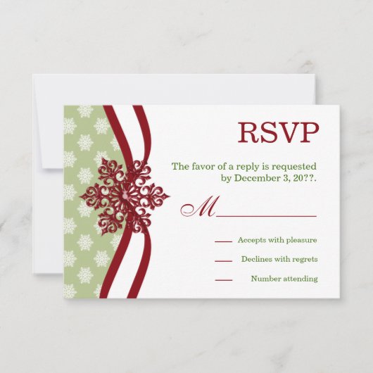 RSVP Hiver Mariage Cranberry Lumière Sage (Devant)