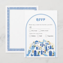 RSVP Huwelijk Grieks Santorini Griekenland Blauw Kaart