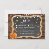 RSVP Huwelijk Herfst Houten Antwoordkaarten Pompoe (Voorkant)