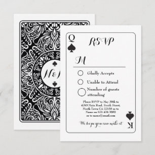 RSVP Huwelijk Speelkaart Antwoordkaart K Q Aas Sch Kaart