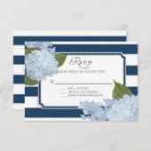RSVP Hydrangea Modern Elegant Navy White Stripe (Voorkant / Achterkant)