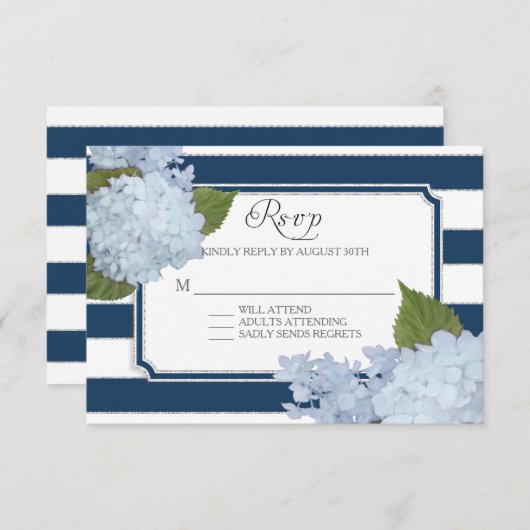 RSVP Hydrangea Moderne Elegant Marine Blancs (Devant / Derrière)