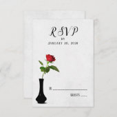 RSVP in vase met een enkele roodroos bruiloft (Voorkant / Achterkant)