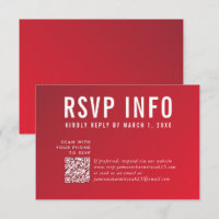 RSVP INFO CARD moderne rouge foncé bordeaux qrcode