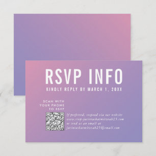 RSVP INFO CARD moderne violet rose qrcode
