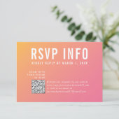 RSVP INFO KAART modern roze geel qrcode (Staand voorkant)