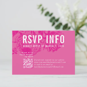 RSVP INFO KAART moderne bloemen roze qrcode