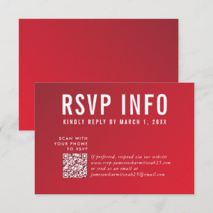 RSVP INFO KAART moderne donkerrode bordeauxrode qr