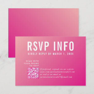 RSVP INFO KAART moderne felroze qrcode
