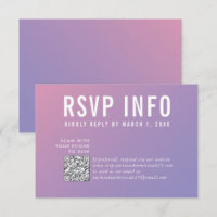 RSVP INFO KAART moderne paarse roze qrcode