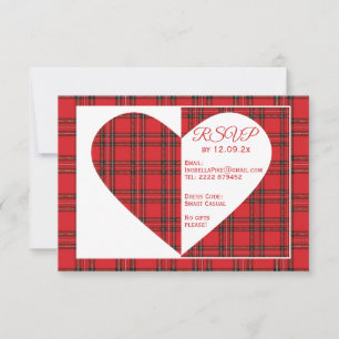 RSVP-informatiekaart voor rode tartan bruiloft RSVP Kaartje