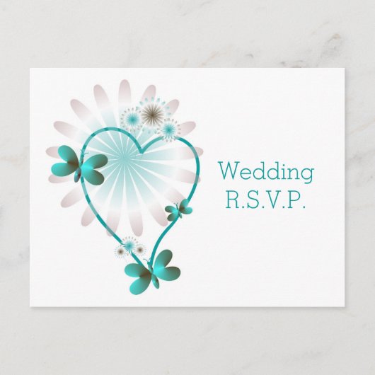 RSVP Insert Briefkaart Mint Butterfly Heart (Voorkant)