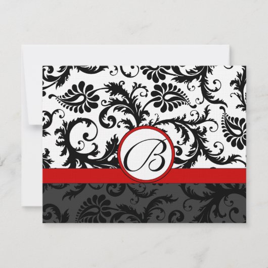 RSVP Insert Response Black Damask Red Trim (Voorkant)