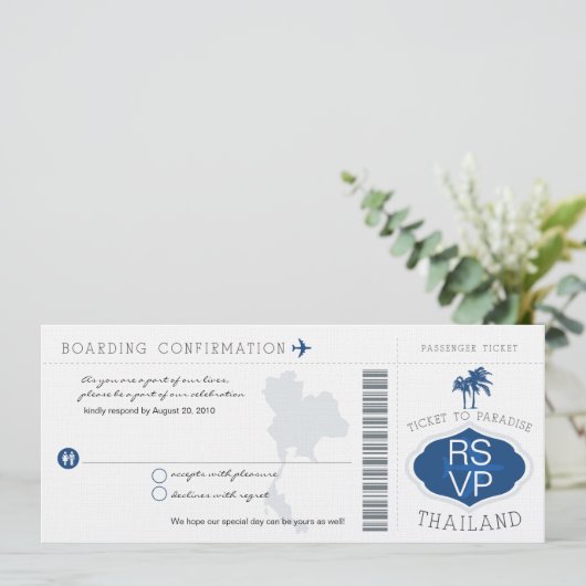 RSVP Instapass Uitnodiging voor trouwen in Thailan (Staand voorkant)