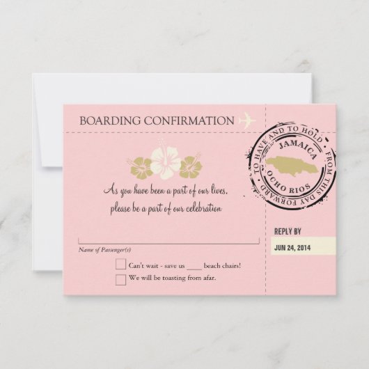 RSVP Instapkaart NAAR Jamaica (Voorkant)