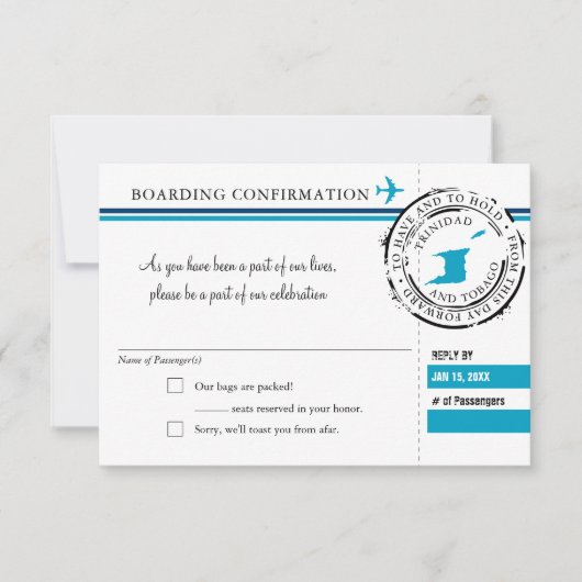 RSVP-instapkaart naar Trinidad en Tobago Kaart (Voorkant)