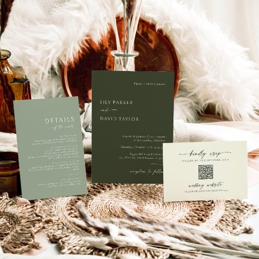 RSVP ivoire minimaliste avec carte de code QR