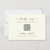 RSVP ivoire minimaliste avec carte de code QR (Devant)