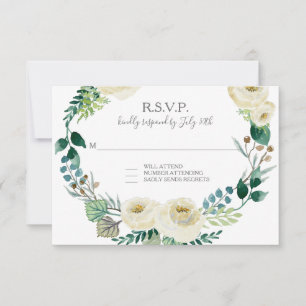 RSVP Ivory Roos Floral BOHO Leaf Wreate Waterverf Kaartje