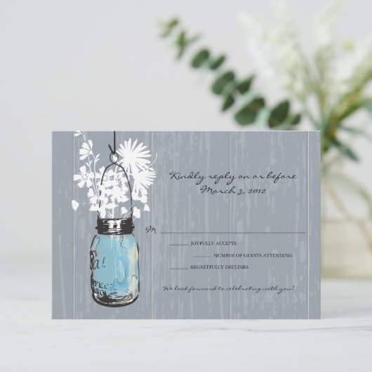 RSVP Jar Mason Suspendu Mariage Rustique (Debout devant)