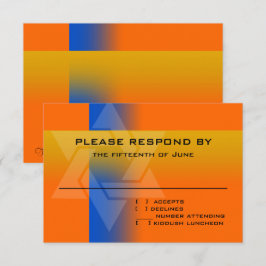 RSVP-kaart blauw en geel op elke kleur RSVP Kaartje