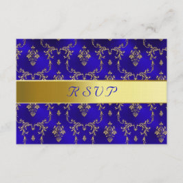 RSVP-kaart—Blauw en goud RSVP Kaartje