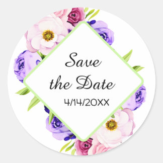RSVP-kaart | Elegante Waterverf bloemenbruiloft Ronde Sticker