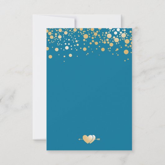 RSVP-kaart - Gold Confetti Stippen Royal Blue RSVP Kaartje (Achterkant)