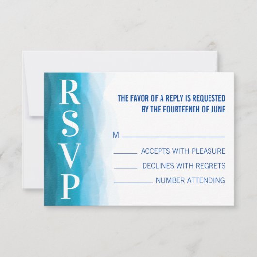 RSVP-kaart met Beach Waves Weduwingverzoek RSVP Kaartje (Voorkant)