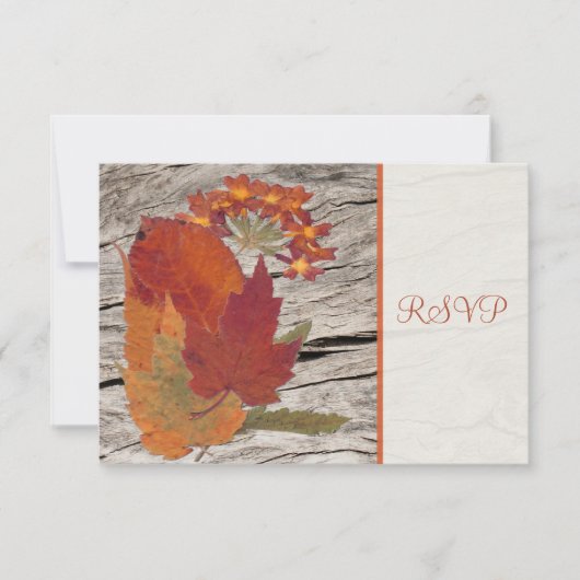RSVP-kaart met gedroogd herfst leien en bloemen Kaart (Voorkant)