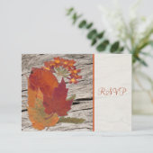 RSVP-kaart met gedroogd herfst leien en bloemen Kaart (Staand voorkant)
