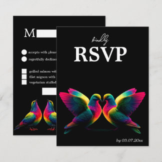 🌈 RSVP-kaart met menu & QR-code Duiven van Belof