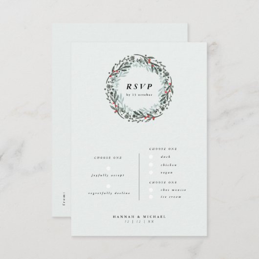 RSVP-kaart met menukeuze Informatiekaartje (Voorkant / Achterkant)