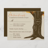 RSVP-kaart met Oak Tree Fall Weddenschap met menus RSVP Kaartje (Voorkant / Achterkant)