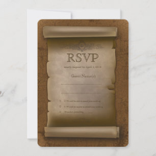RSVP kaart met oude papieren afgeronde hoeken