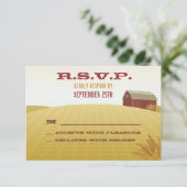 RSVP-kaart met Red Barn Wedding RSVP (Staand voorkant)