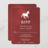 RSVP-Kaart met Red Unicorn Wedding RSVP (Voorkant / Achterkant)