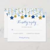 RSVP-kaart met twinkle tdraai (blauw) en gouden st Bedankkaart (Voorkant / Achterkant)