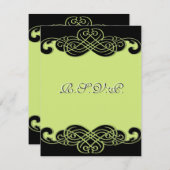 RSVP-kaart met zwarte en peergroene scroller RSVP Kaartje (Voorkant / Achterkant)