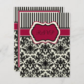 RSVP-kaart met zwarte, ivoren of rode streping Kaart (Voorkant / Achterkant)