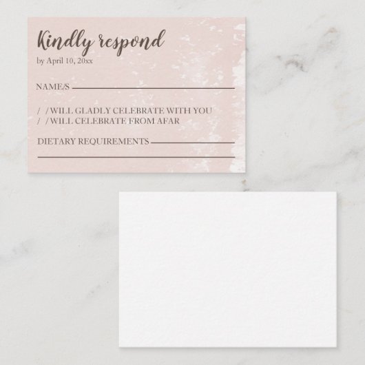 RSVP-kaart reageer alsjeblieft modern blush Informatiekaartje (Voorkant / Achterkant)